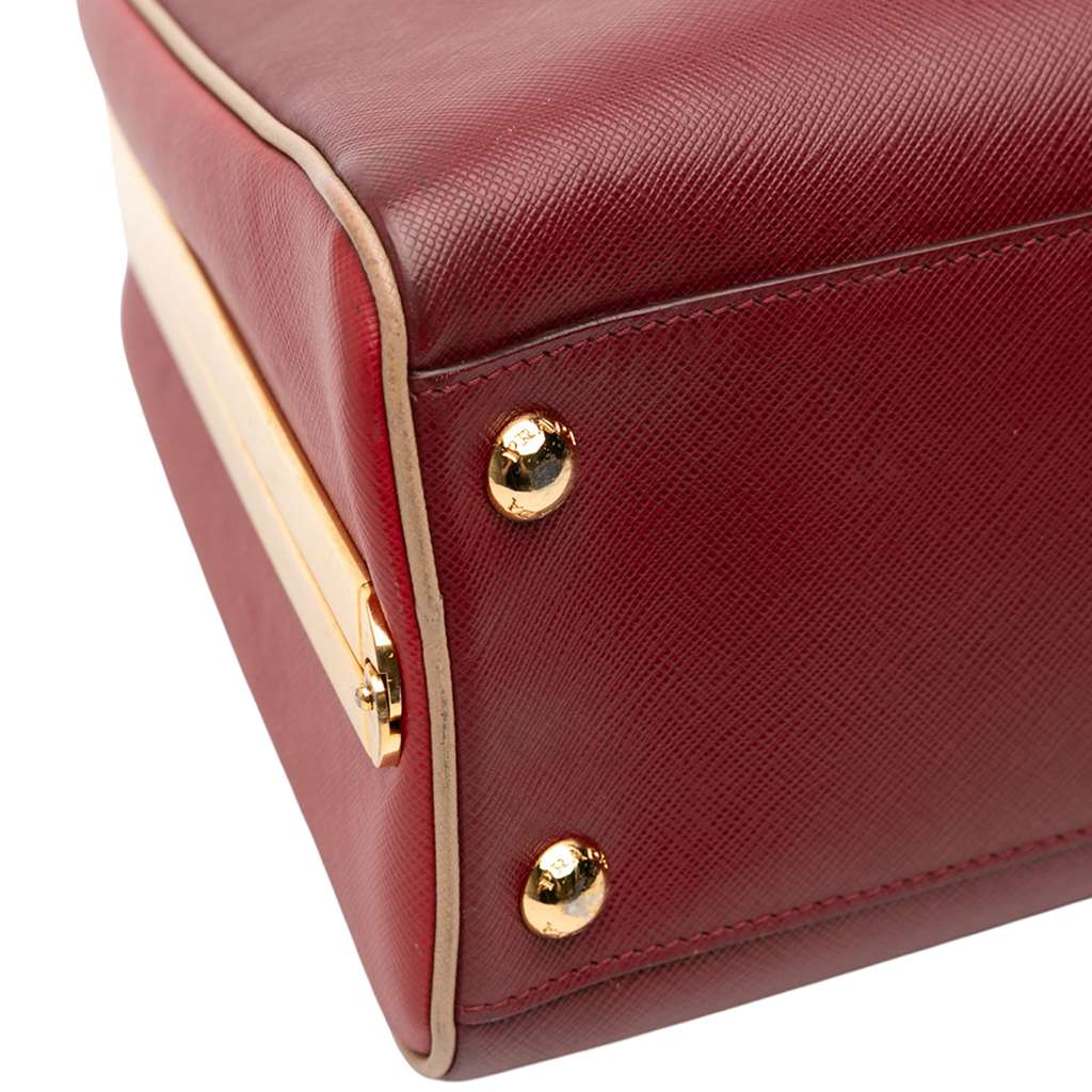 Prada Saffiano Lux Pyramid Frame Top Handle Bag - Detail 1