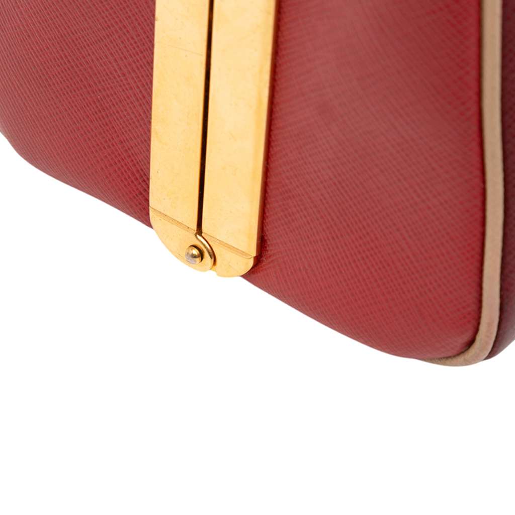 Prada Saffiano Lux Pyramid Frame Top Handle Bag - Image 11