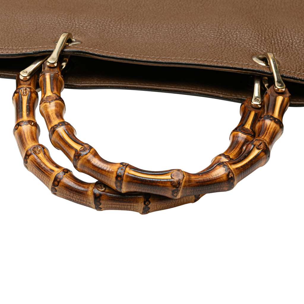 Gucci Large Calfskin Bamboo Shopper Satchel - Image 11