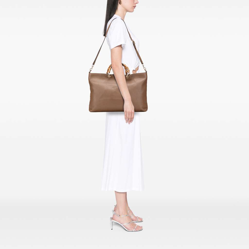Gucci Large Calfskin Bamboo Shopper Satchel - Image 12