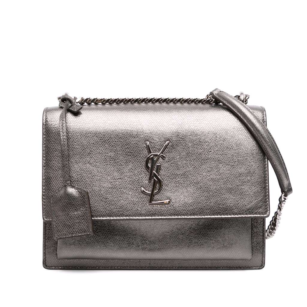 Saint Laurent Medium Metallic Leather Monogram Sunset Crossbody