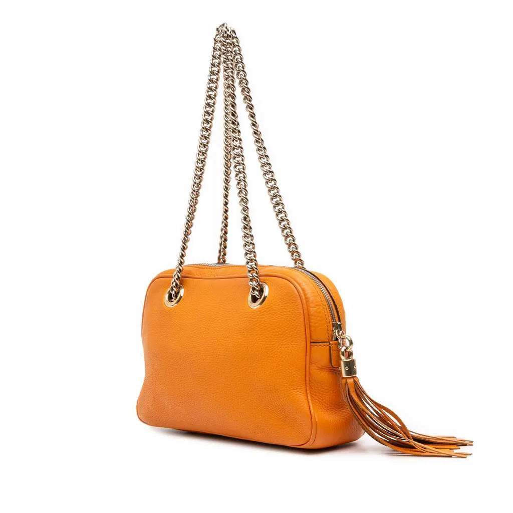 Gucci Leather Soho Chain Zip Shoulder Bag Orange Leather Good - Back View
