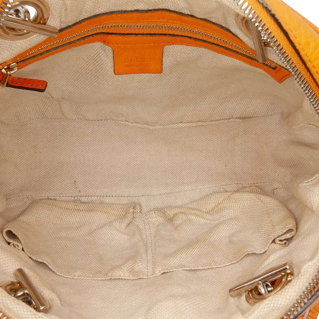 Gucci Leather Soho Chain Zip Shoulder Bag Orange Leather Good - Model View