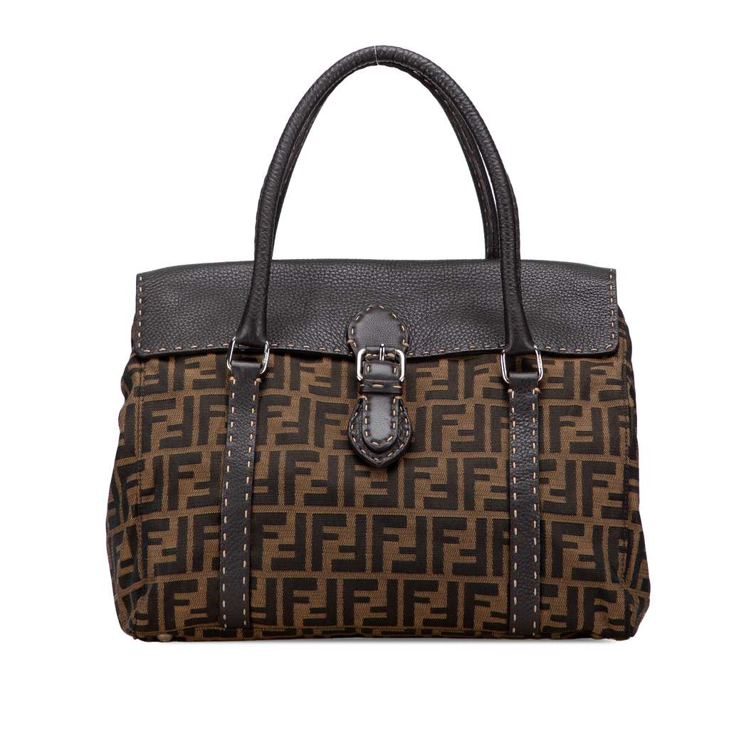 Fendi Large Zucca Canvas Selleria Linda Handbag