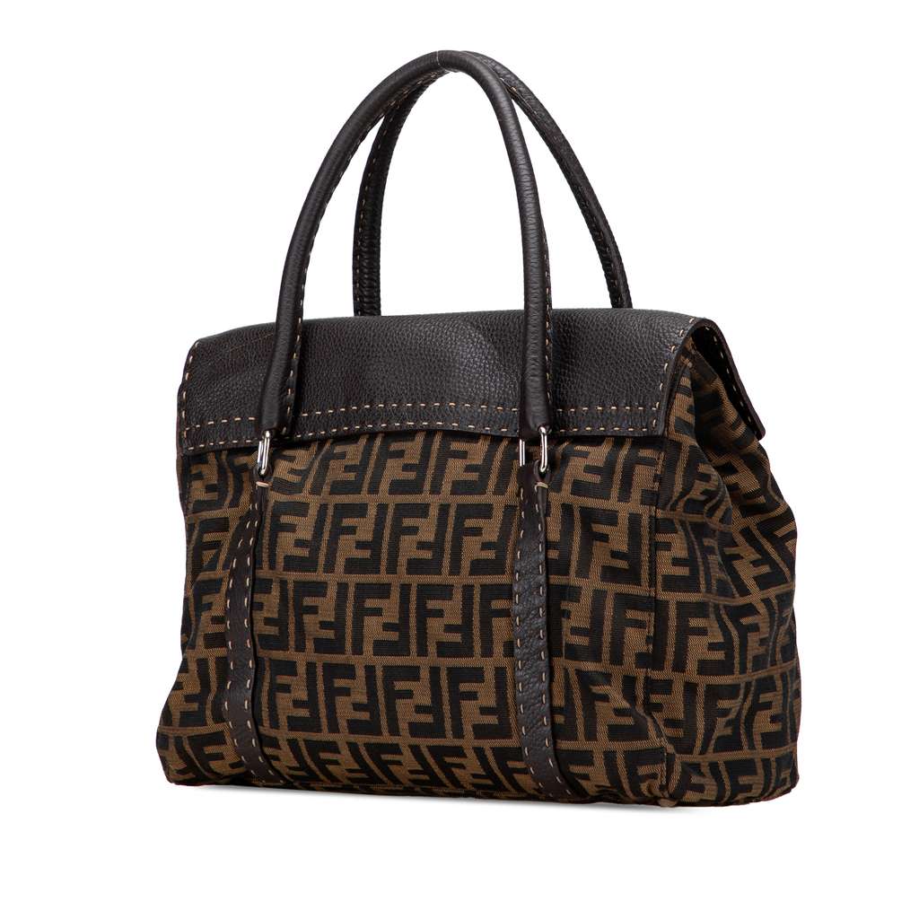 Fendi Large Zucca Canvas Selleria Linda Handbag - Back view