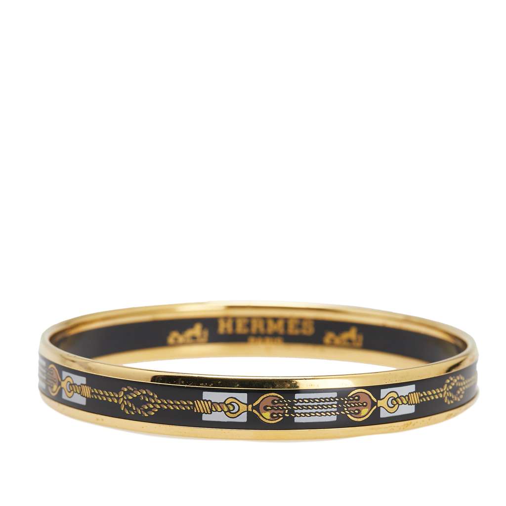 Hermès Narrow Enamel Rope Design Bangle 65