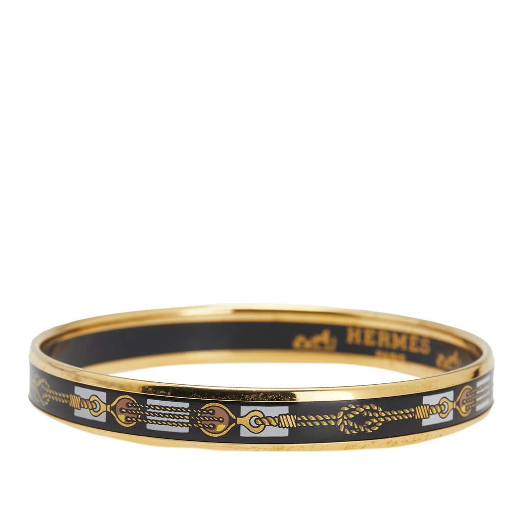 Hermès Narrow Enamel Rope Design Bangle 65 - Back view