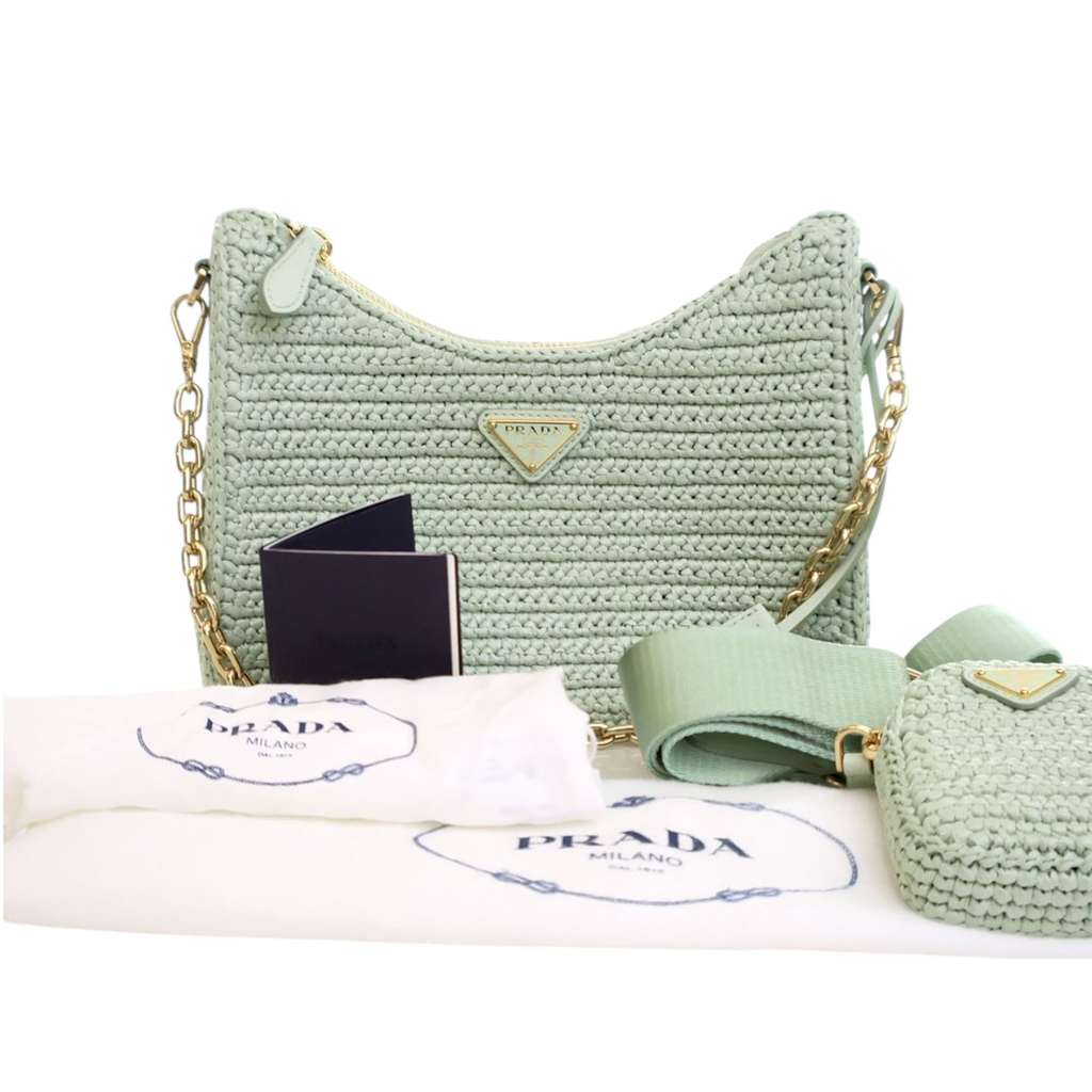 Prada Yarn Effect Raffia Crochet Re Edition 2005 Satchel - Image 13