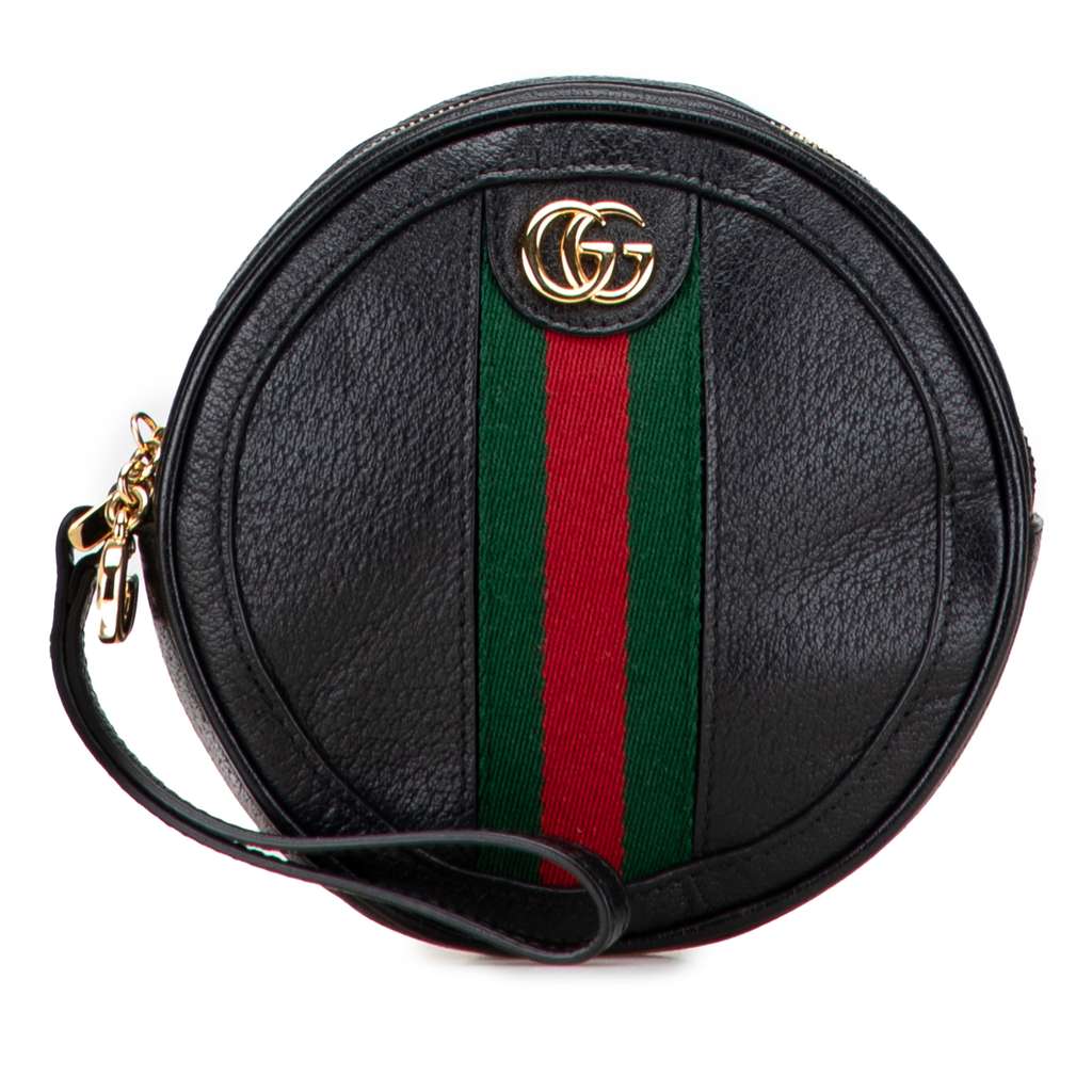 Gucci Leather Web Ophidia Round Clutch