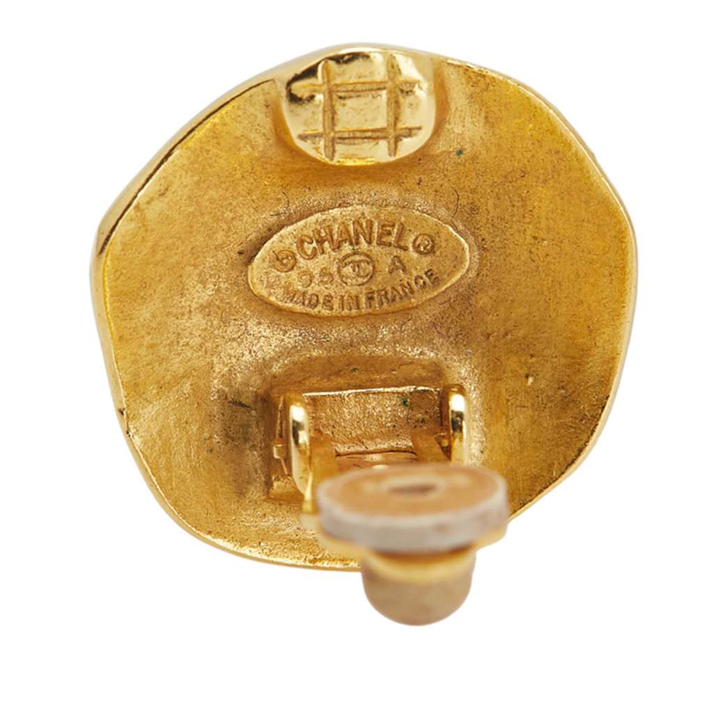 Chanel Gold Plated CC Round Clip-on Earrings - Image 6