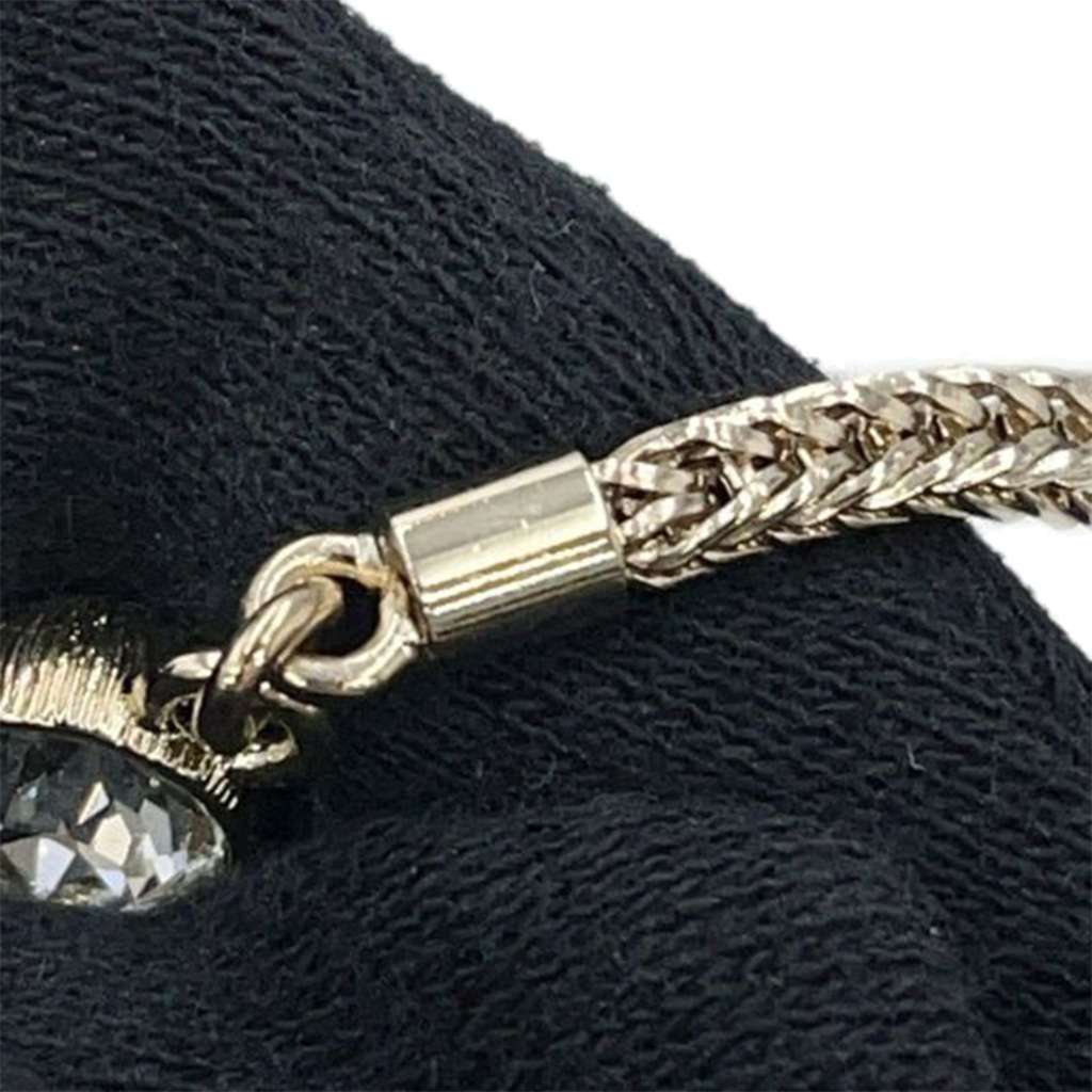 Chanel Gold Plated CC Rhinestone Pendant Necklace - Side view