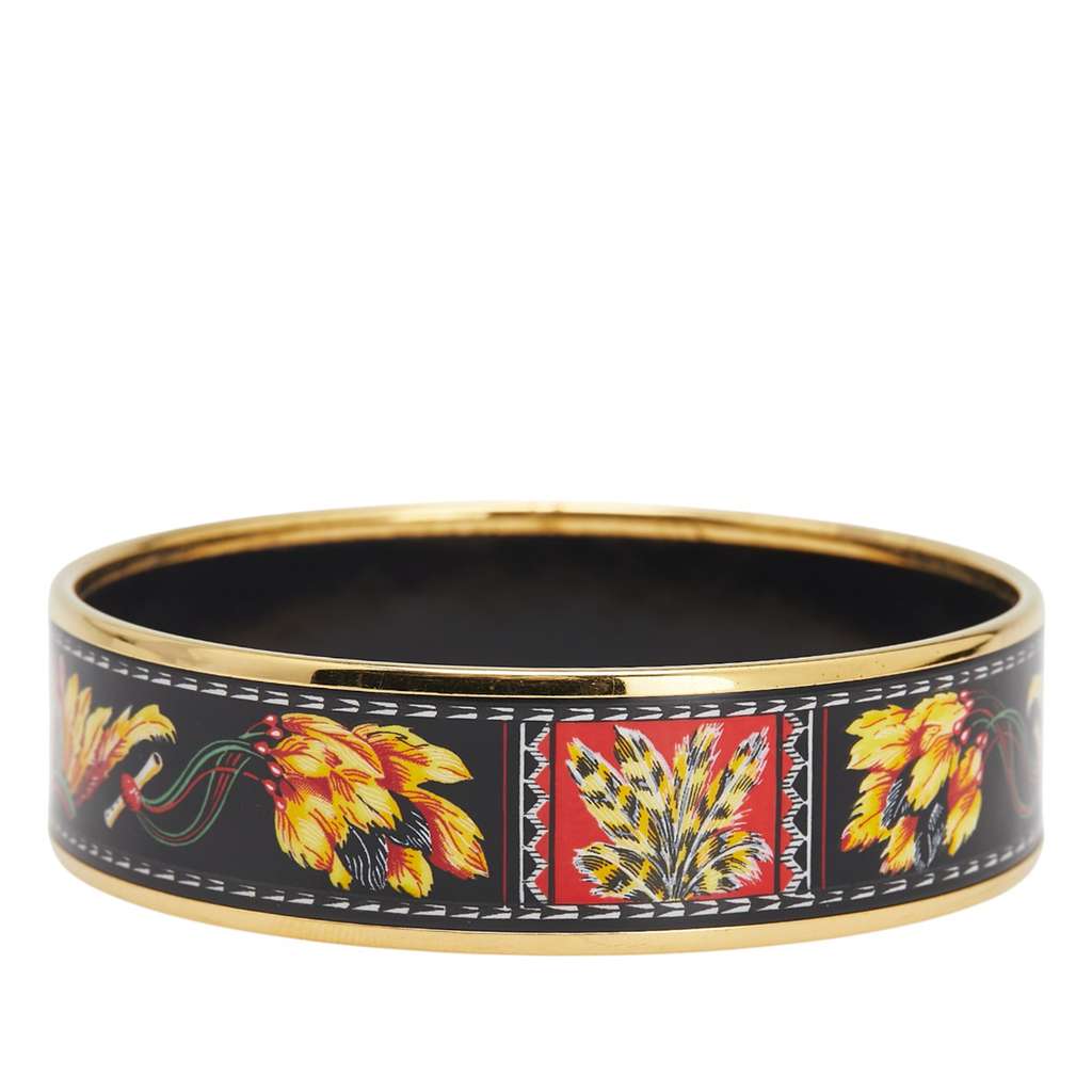 Hermès Wide Enamel Brazil Feather Bangle 70 - Back view