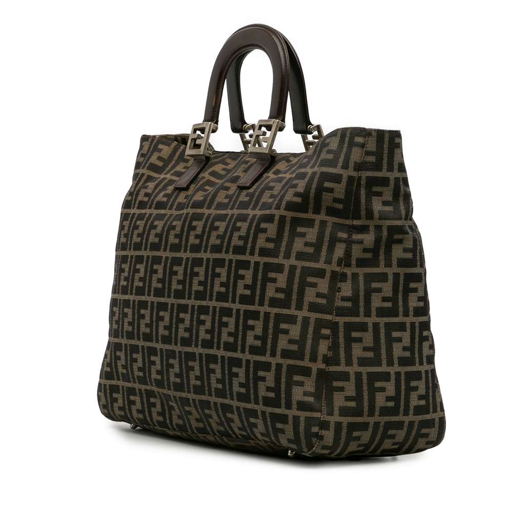 Fendi Large Zucca Canvas Twins Tote - Back view