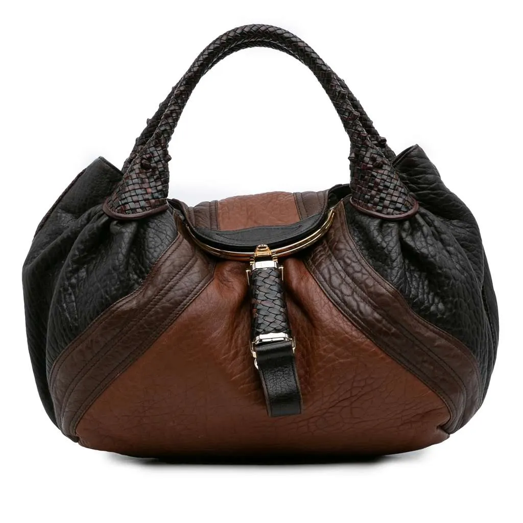Fendi Nappa Nuvolata Spy Hobo Brown Leather Good - Front View