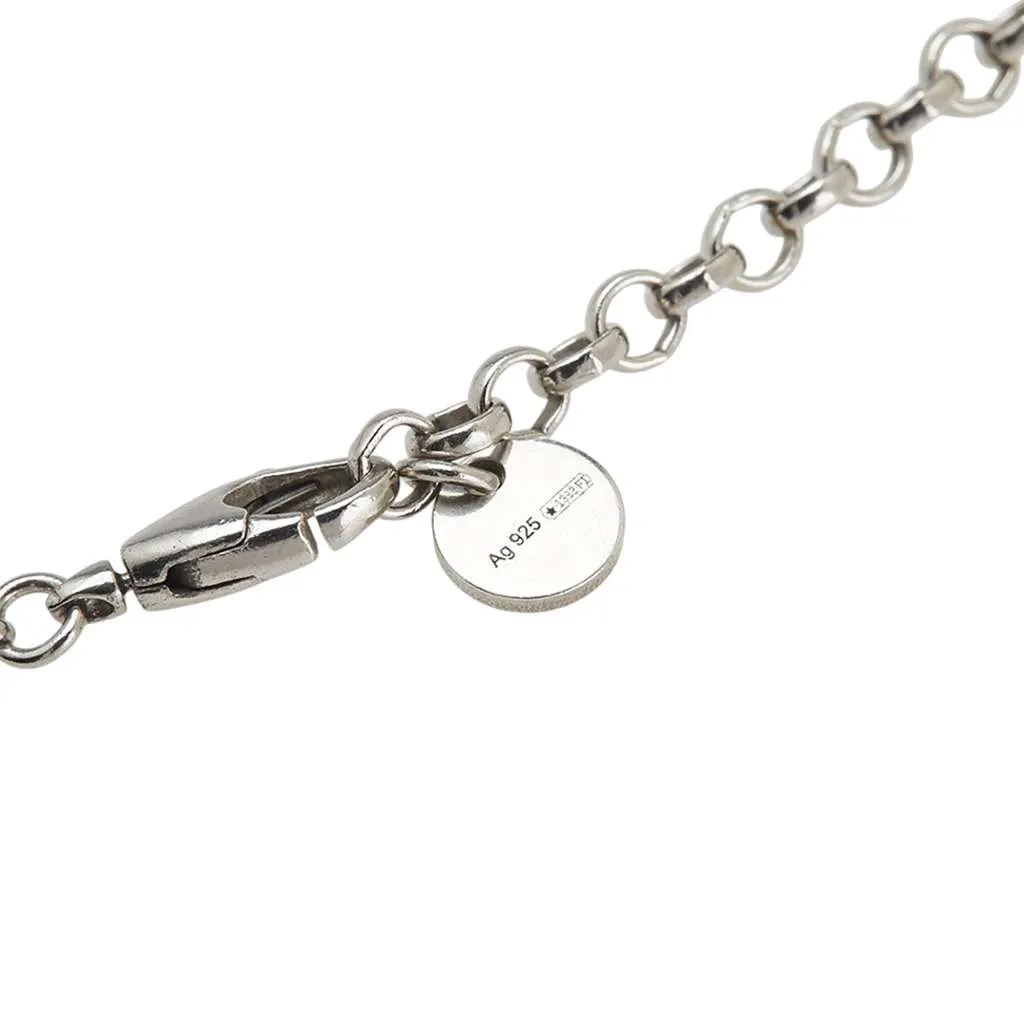 Gucci Sterling Silver Interlocking G Pendant Necklace Silver Silver Good - Back View