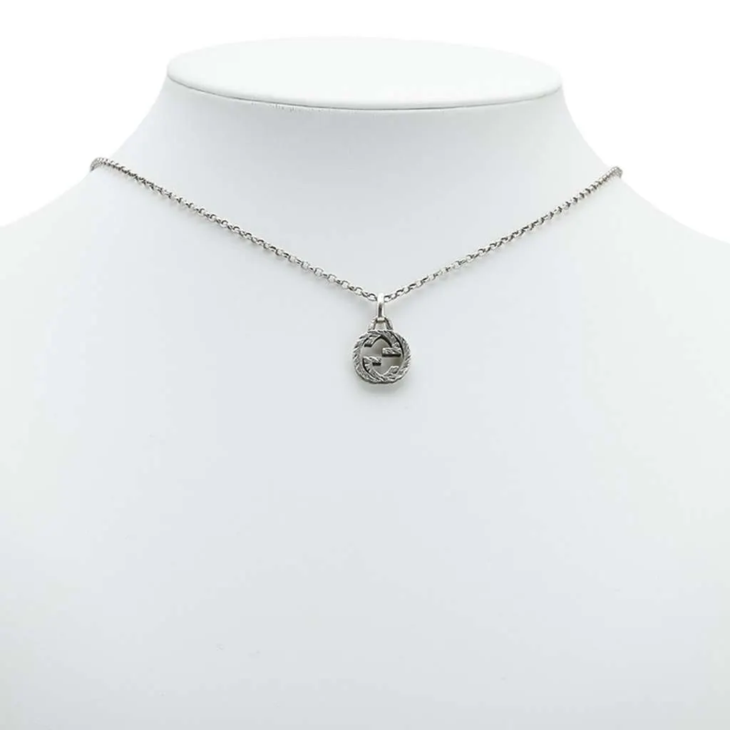 Gucci Sterling Silver Interlocking G Pendant Necklace Silver Silver Good - Box View