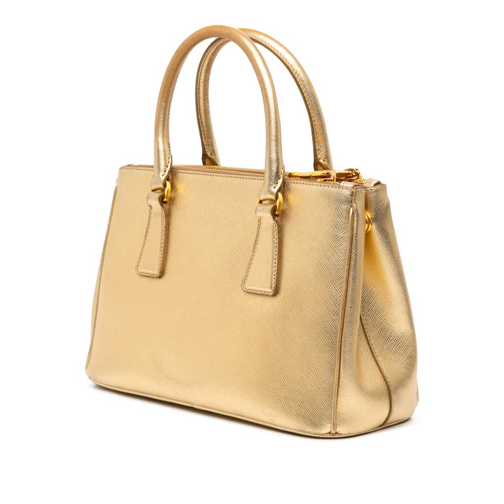 Prada Small Metallic Saffiano Lux Galleria Double Zip Satchel - 2