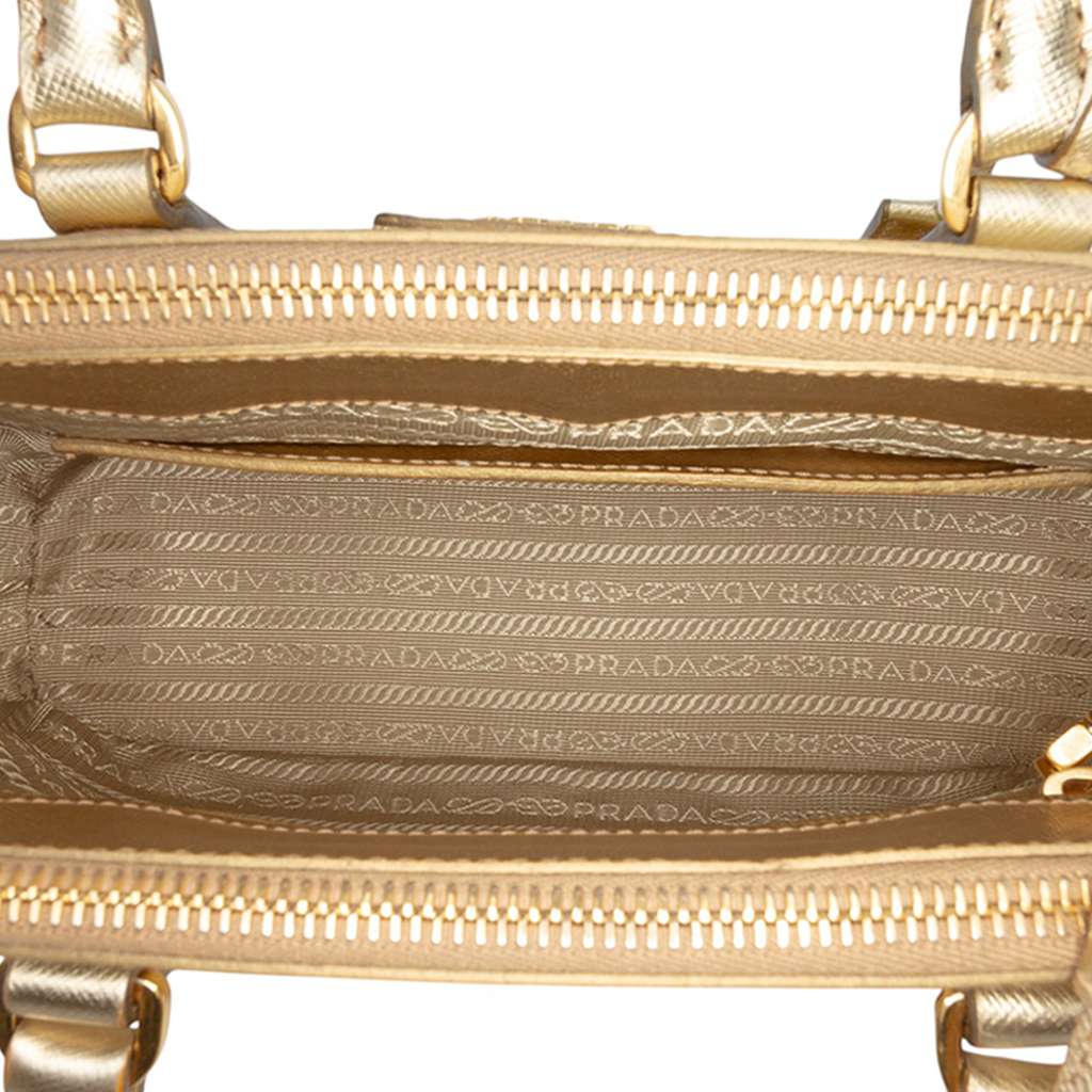 Prada Small Metallic Saffiano Lux Galleria Double Zip Satchel - 4