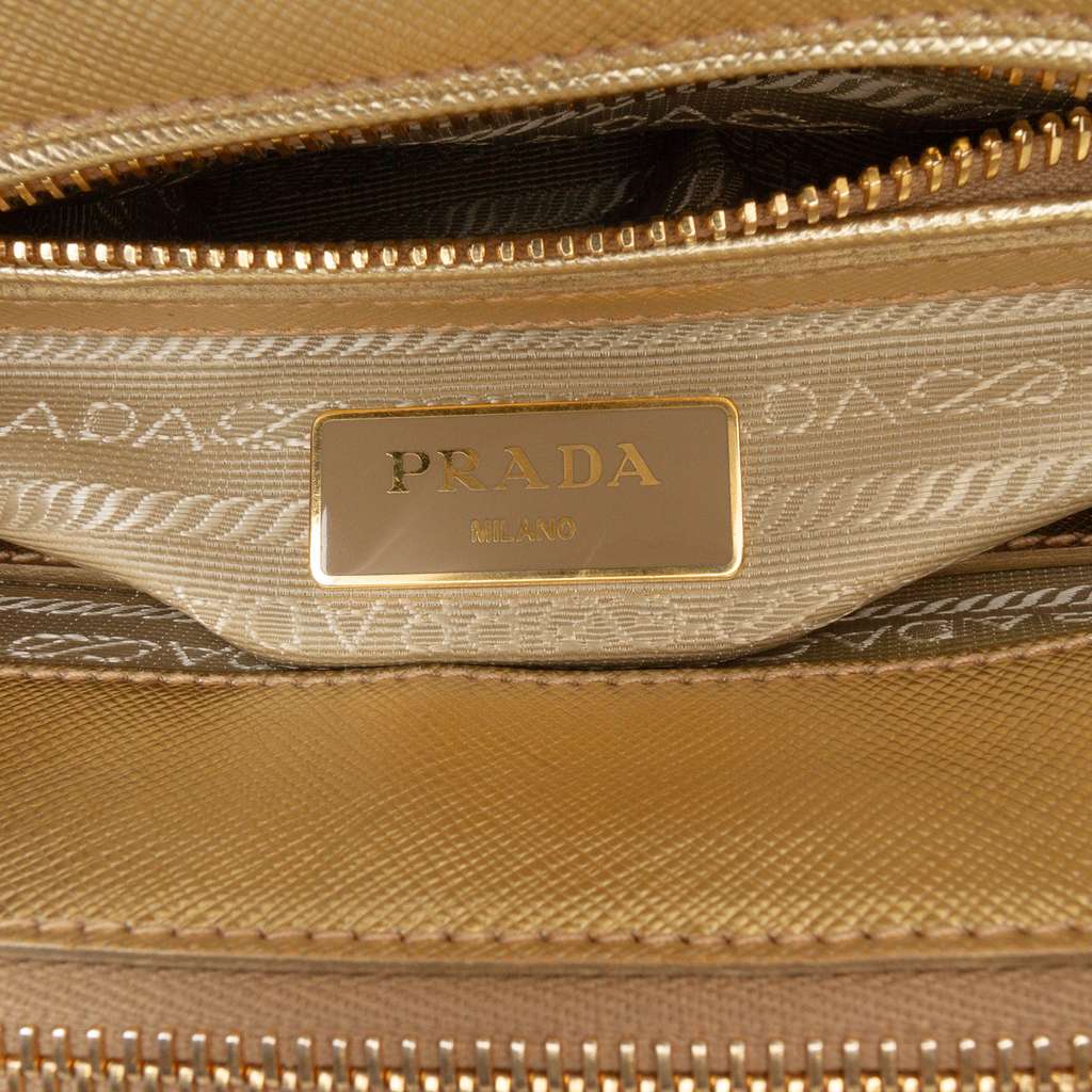 Prada Small Metallic Saffiano Lux Galleria Double Zip Satchel - 5