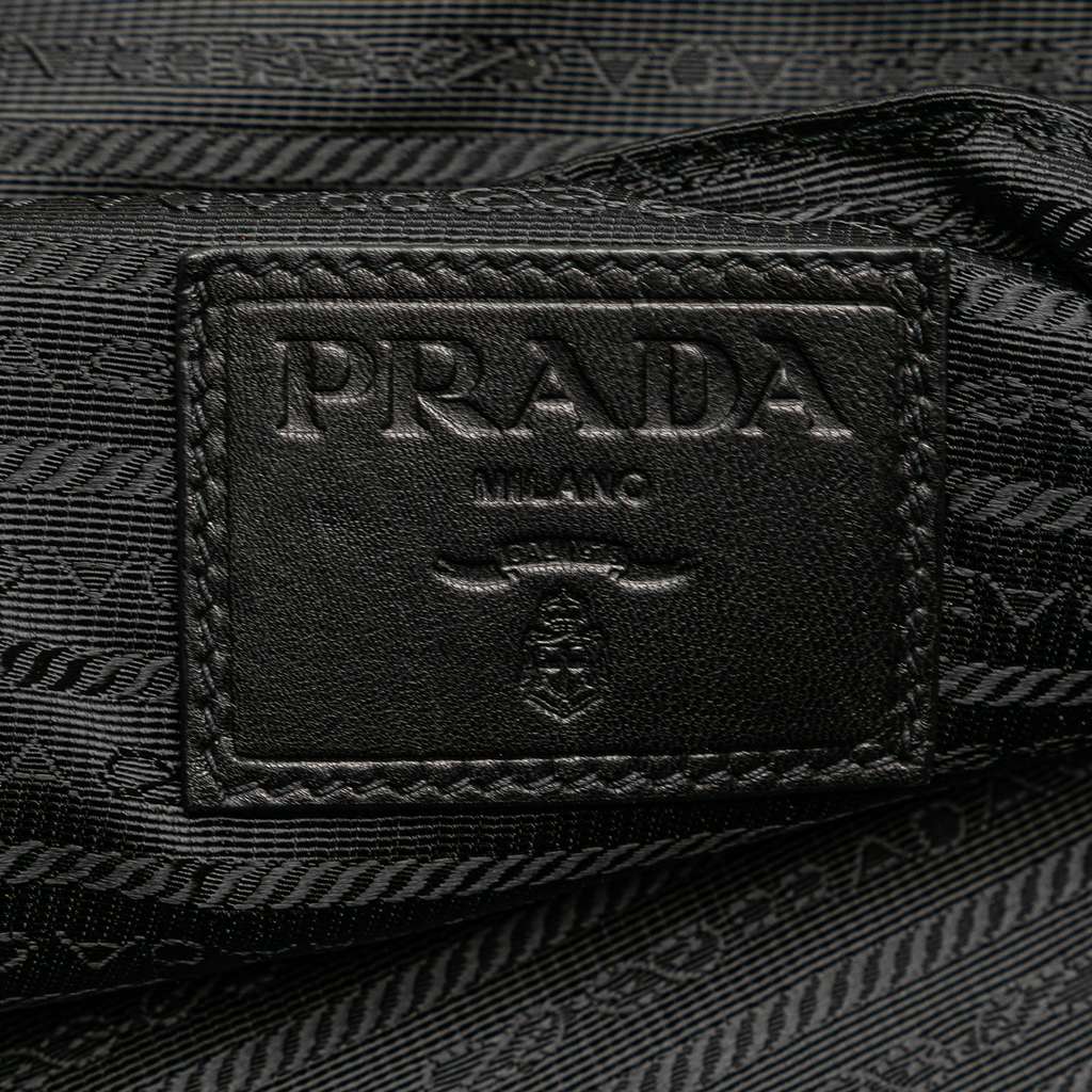 Prada Leather Logo Metal Plate Vertical Tote - Side view