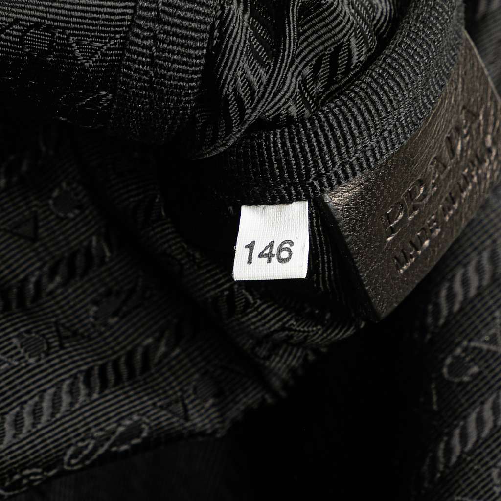 Prada Leather Logo Metal Plate Vertical Tote - Detail 1