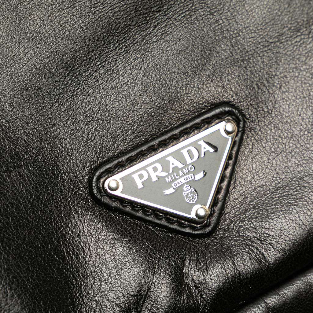 Prada Leather Logo Metal Plate Vertical Tote - Image 10