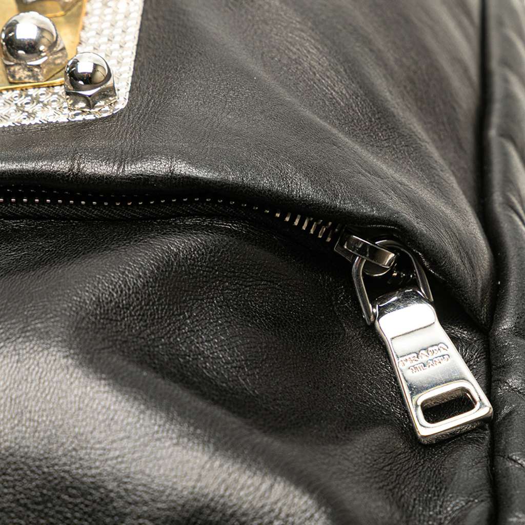 Prada Leather Logo Metal Plate Vertical Tote - Image 11