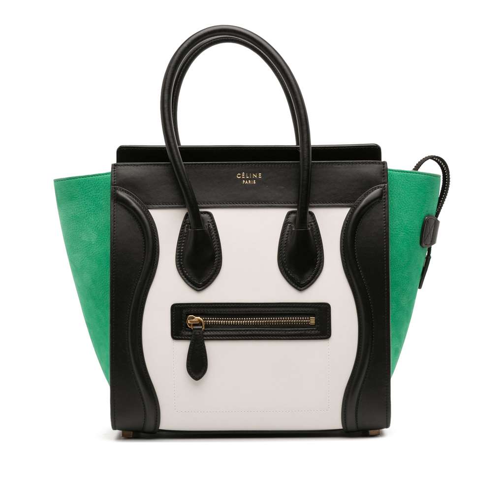 Celine Micro Tricolor Nubuck and Calfskin Luggage Tote
