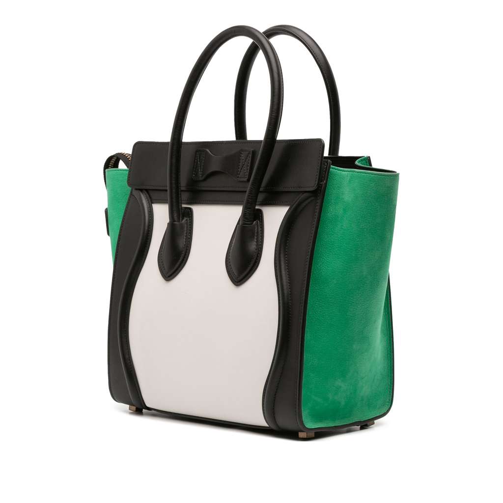 Celine Micro Tricolor Nubuck and Calfskin Luggage Tote - Back view