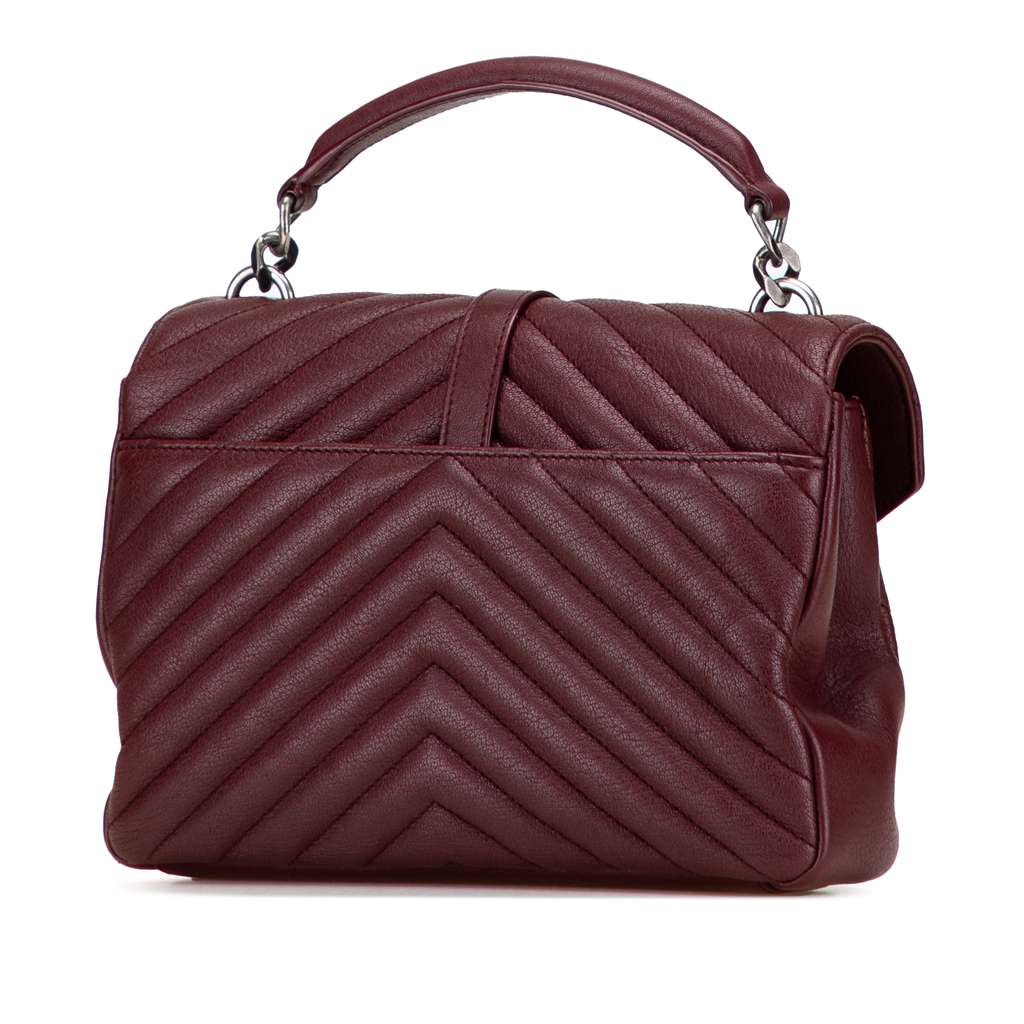 Saint Laurent Medium Monogram Chevron Quilted Lambskin College Satchel - 2