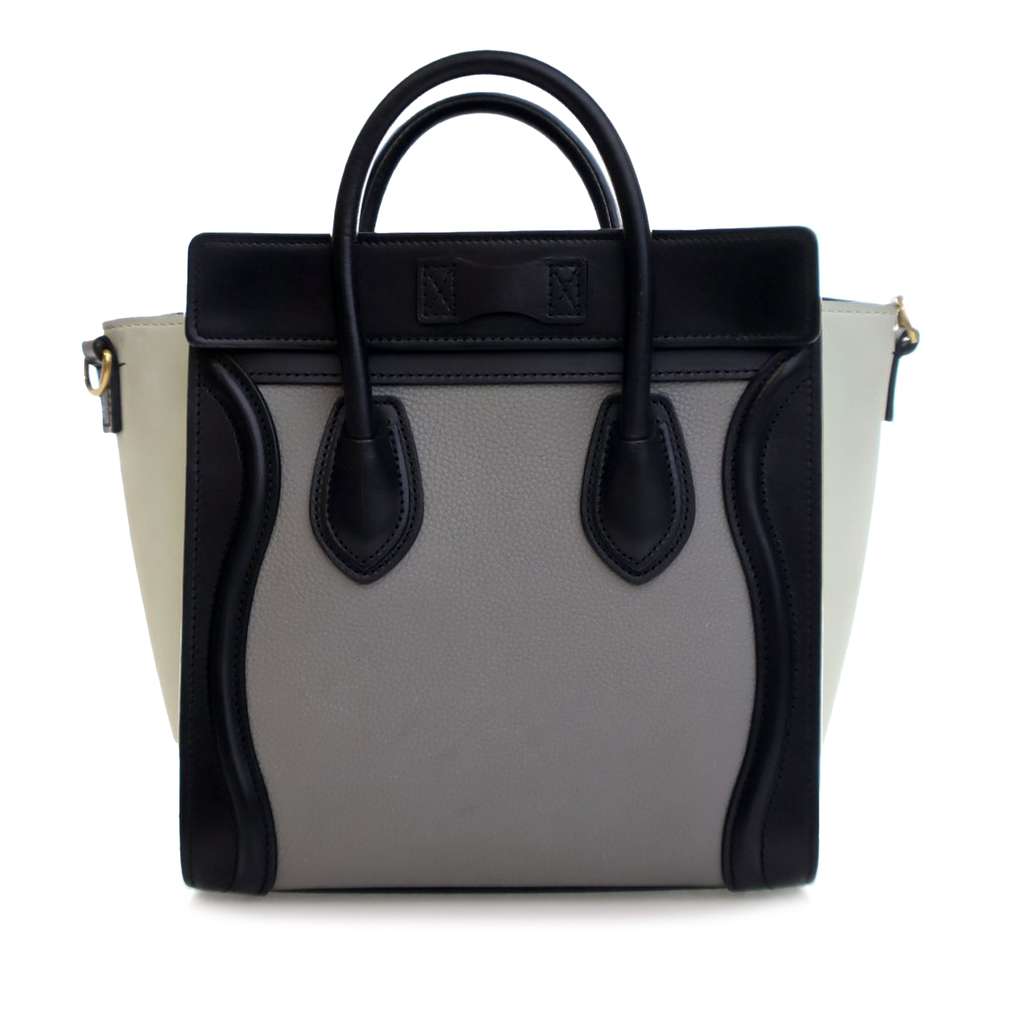 Celine Nano Tricolor Grained Calfskin and Nubuck Luggage Tote - 2
