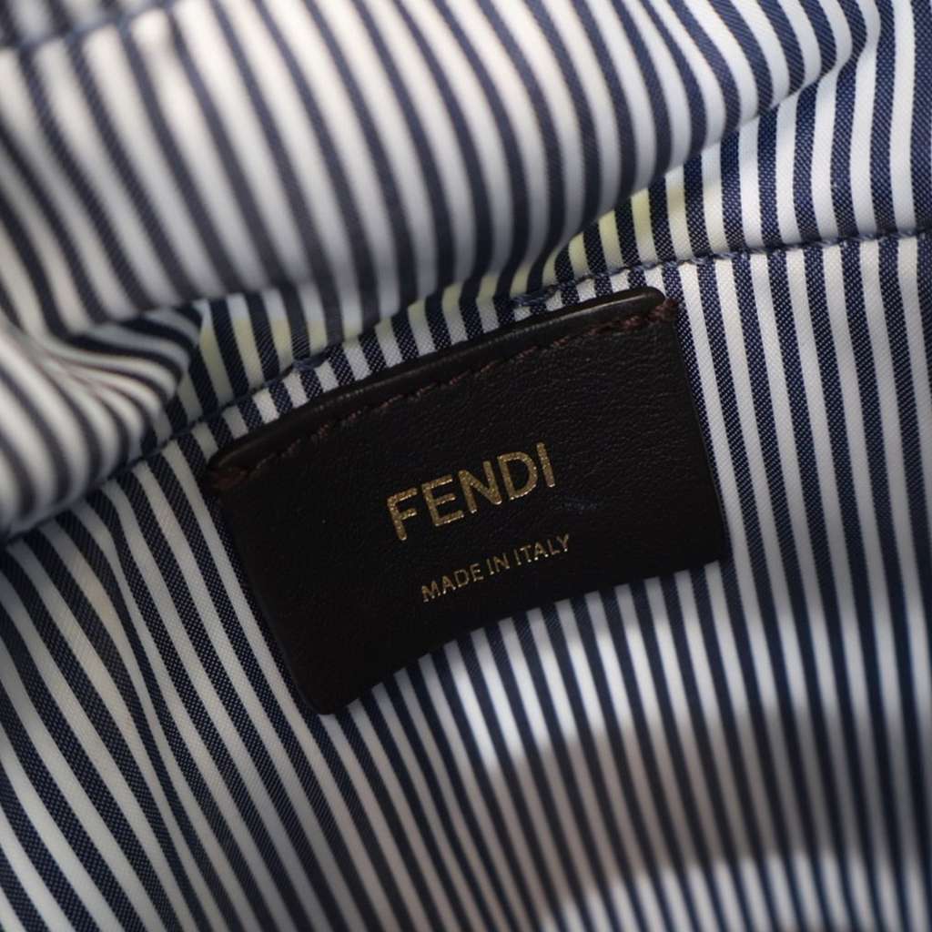 Fendi Mini Nylon Vitello King Logo Step Out Bag - Side view