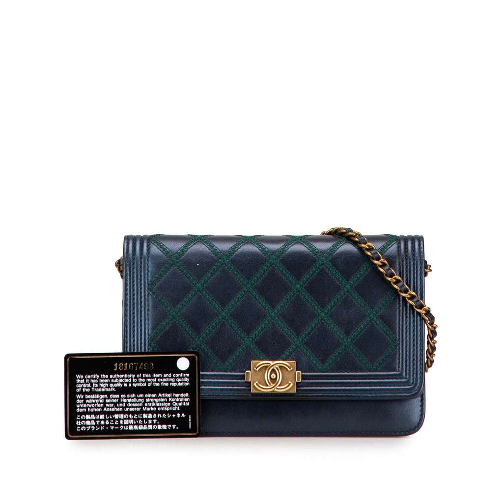 Chanel Calfskin Double Stitch Boy Wallet On Chain - Image 12
