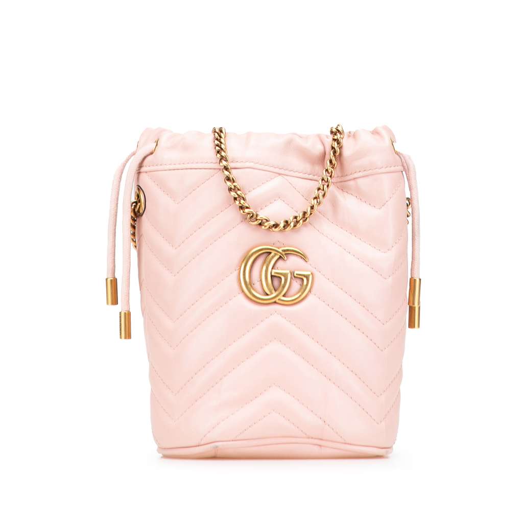 Gucci Small GG Marmont Leather Matelasse Bucket Bag
