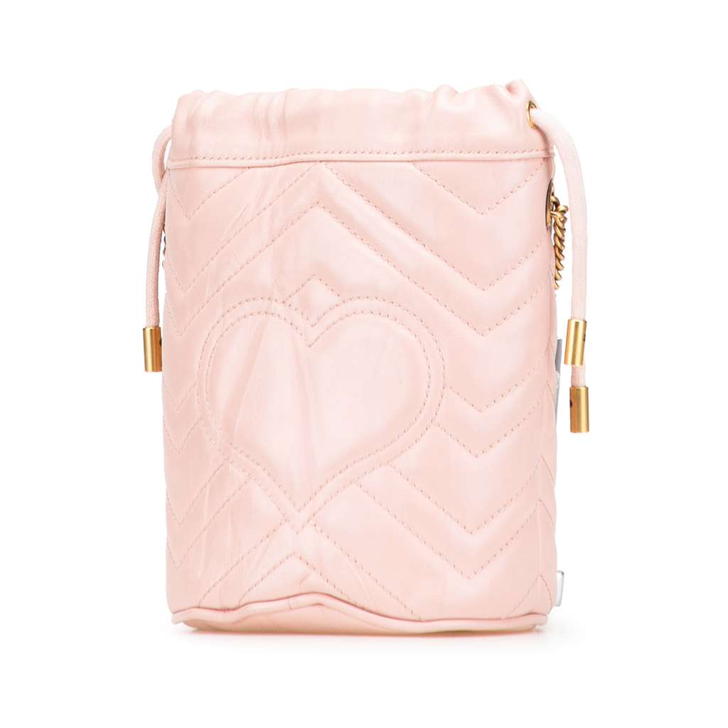Gucci Small GG Marmont Leather Matelasse Bucket Bag - Back view