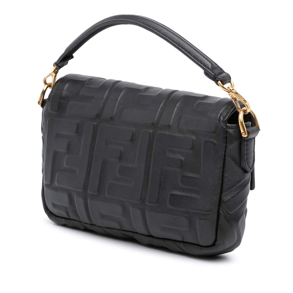 Fendi Mini Zucca Embossed Leather Baguette Satchel - Back view