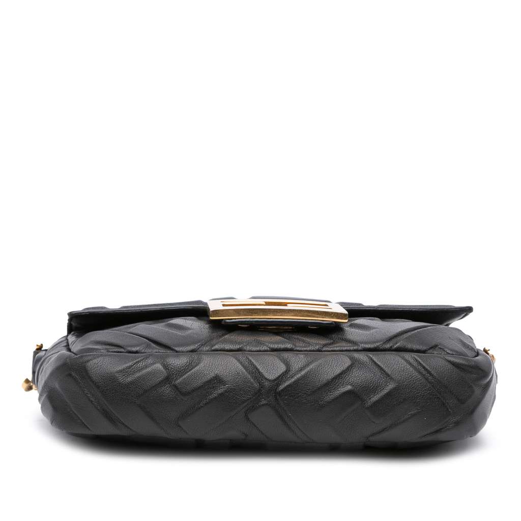 Fendi Mini Zucca Embossed Leather Baguette Satchel - Image 6