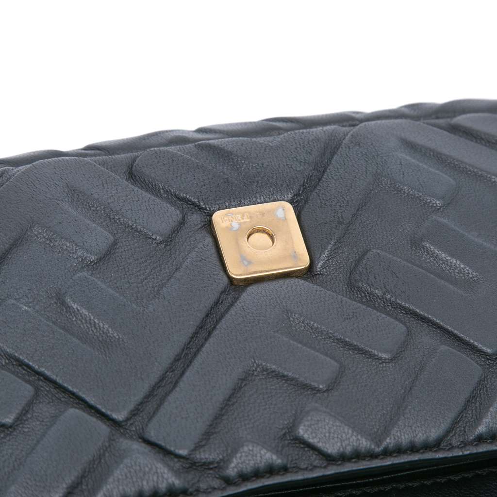 Fendi Mini Zucca Embossed Leather Baguette Satchel - Image 10