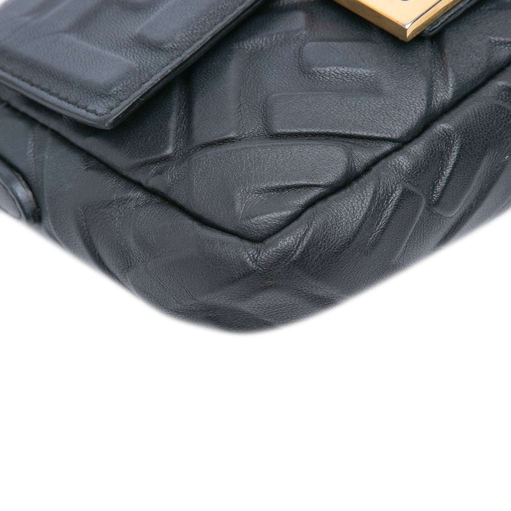 Fendi Mini Zucca Embossed Leather Baguette Satchel - Image 11