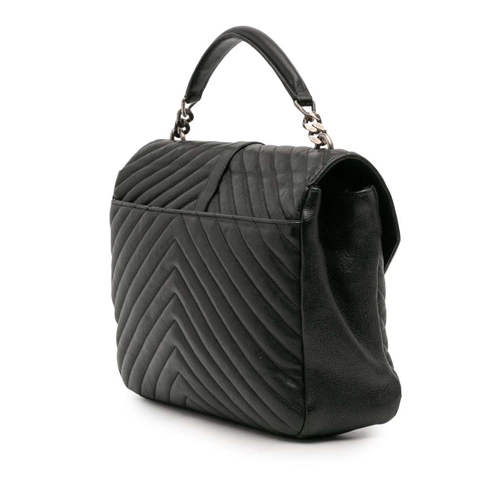 Saint Laurent Large Chevron Sheepskin Monogram College Bag - Back view