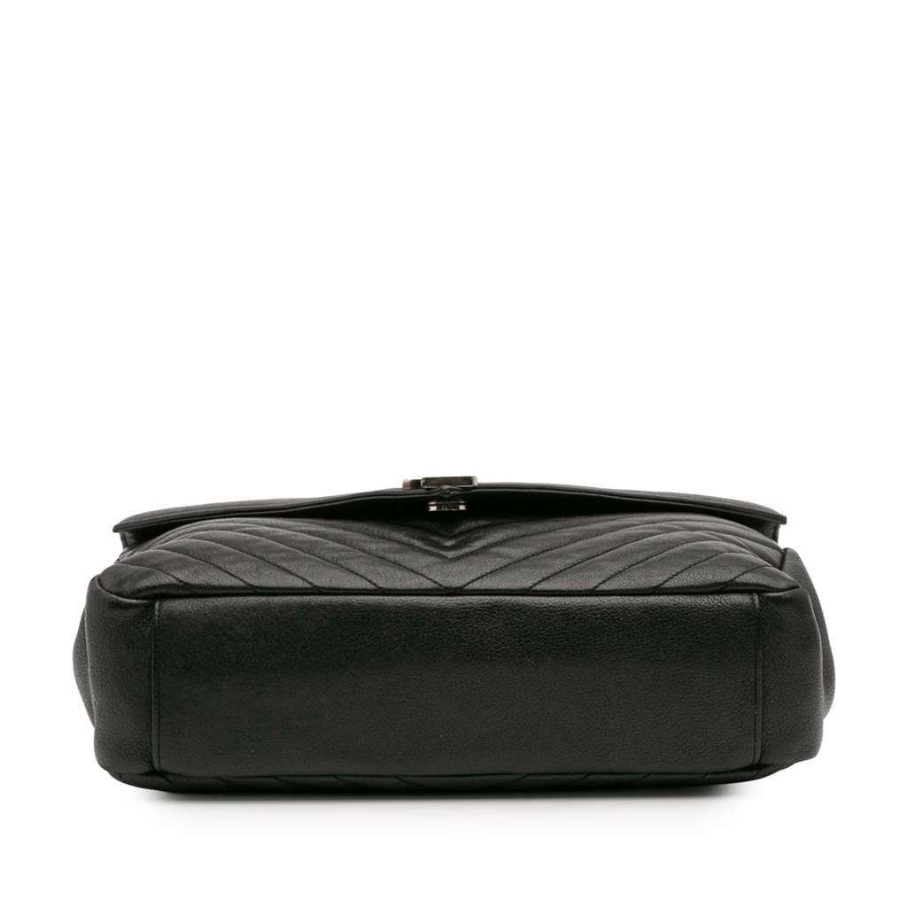 Saint Laurent Large Chevron Sheepskin Monogram College Bag - Image 6