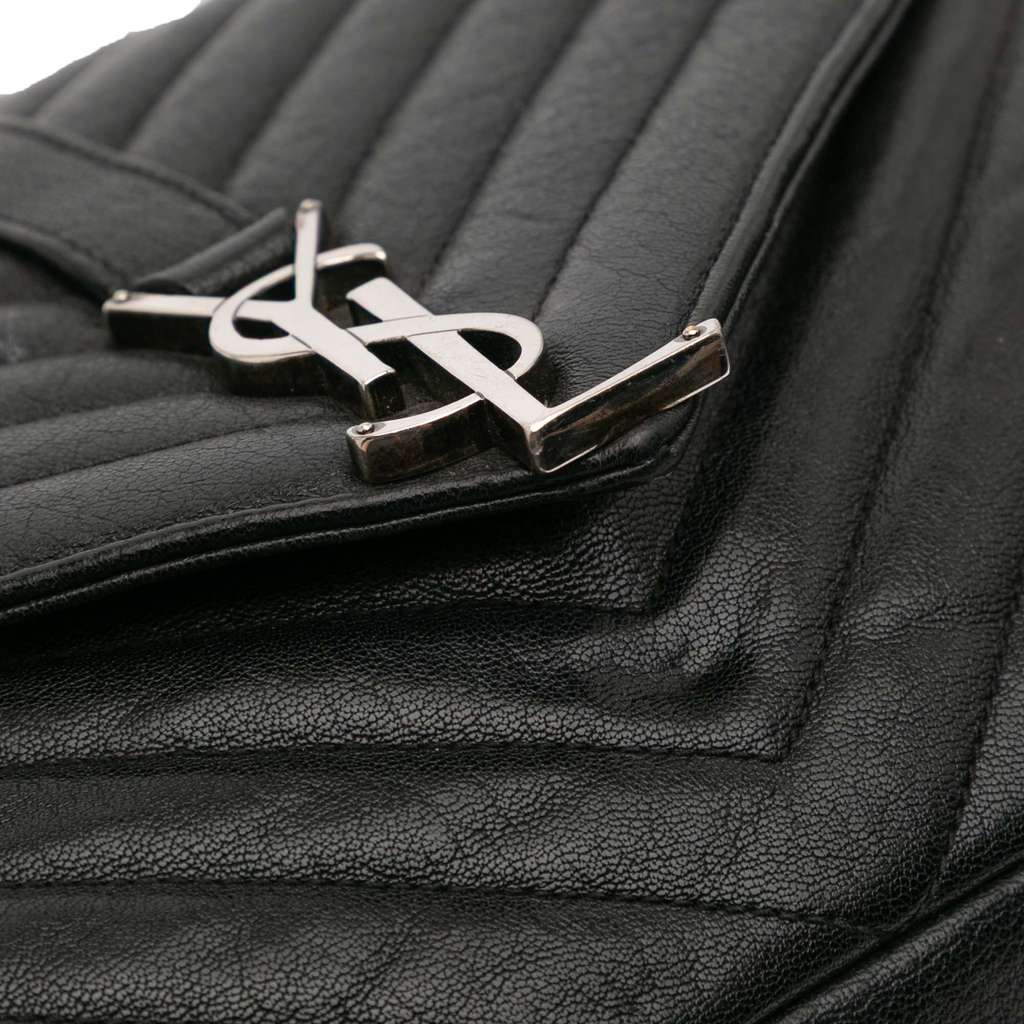 Saint Laurent Large Chevron Sheepskin Monogram College Bag - Detail 2