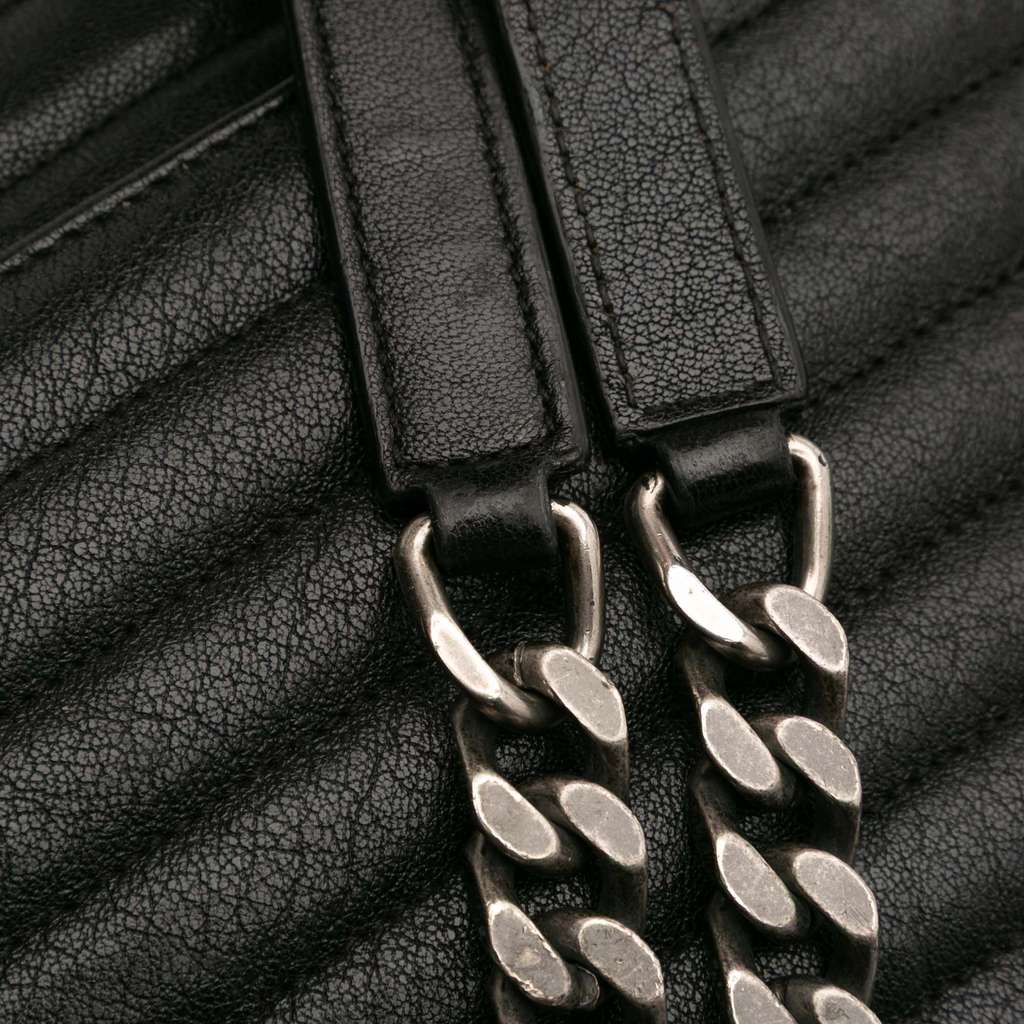 Saint Laurent Large Chevron Sheepskin Monogram College Bag - Image 11