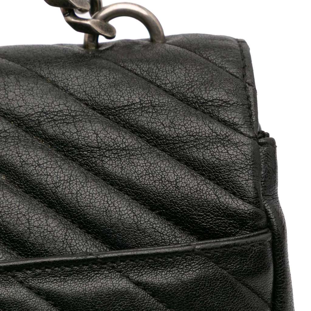 Saint Laurent Large Chevron Sheepskin Monogram College Bag - Image 12