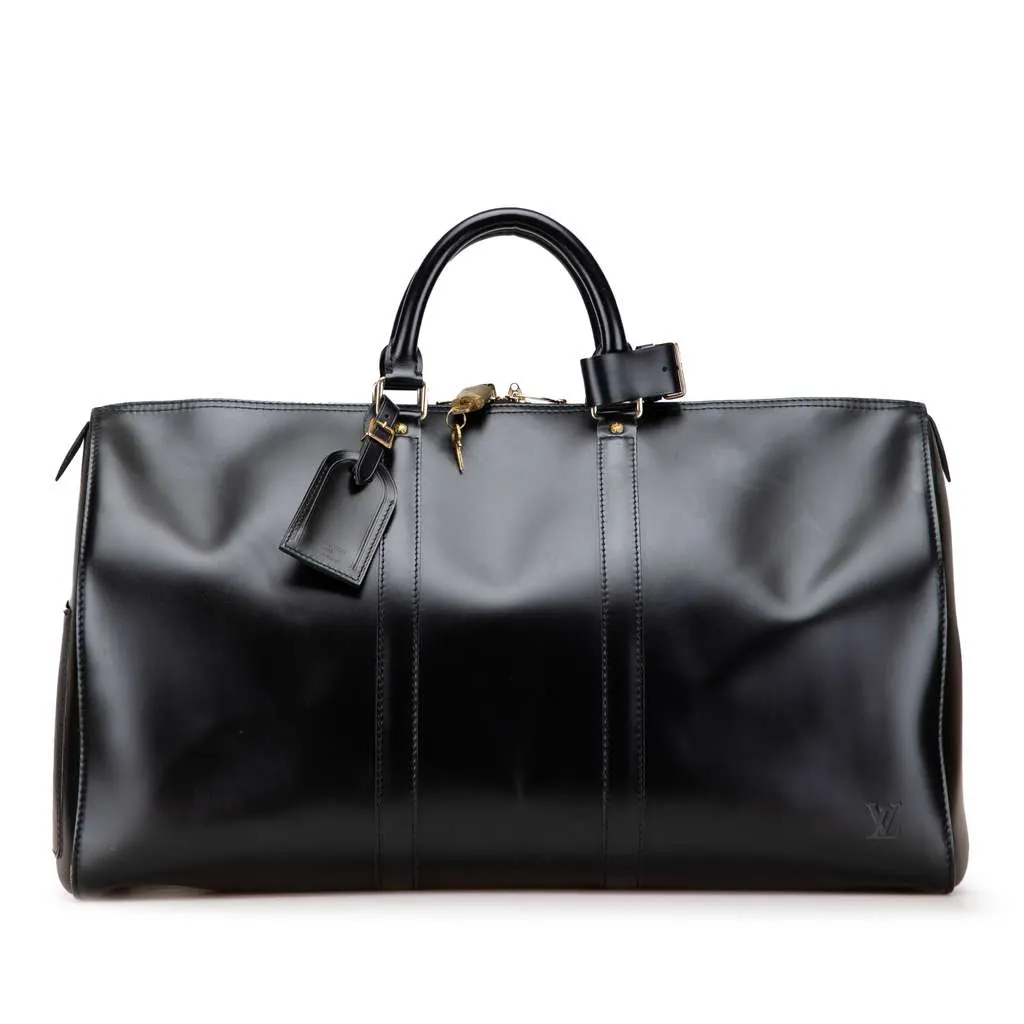 Louis Vuitton Nomade Keepall 50 Black Leather Good - Front View
