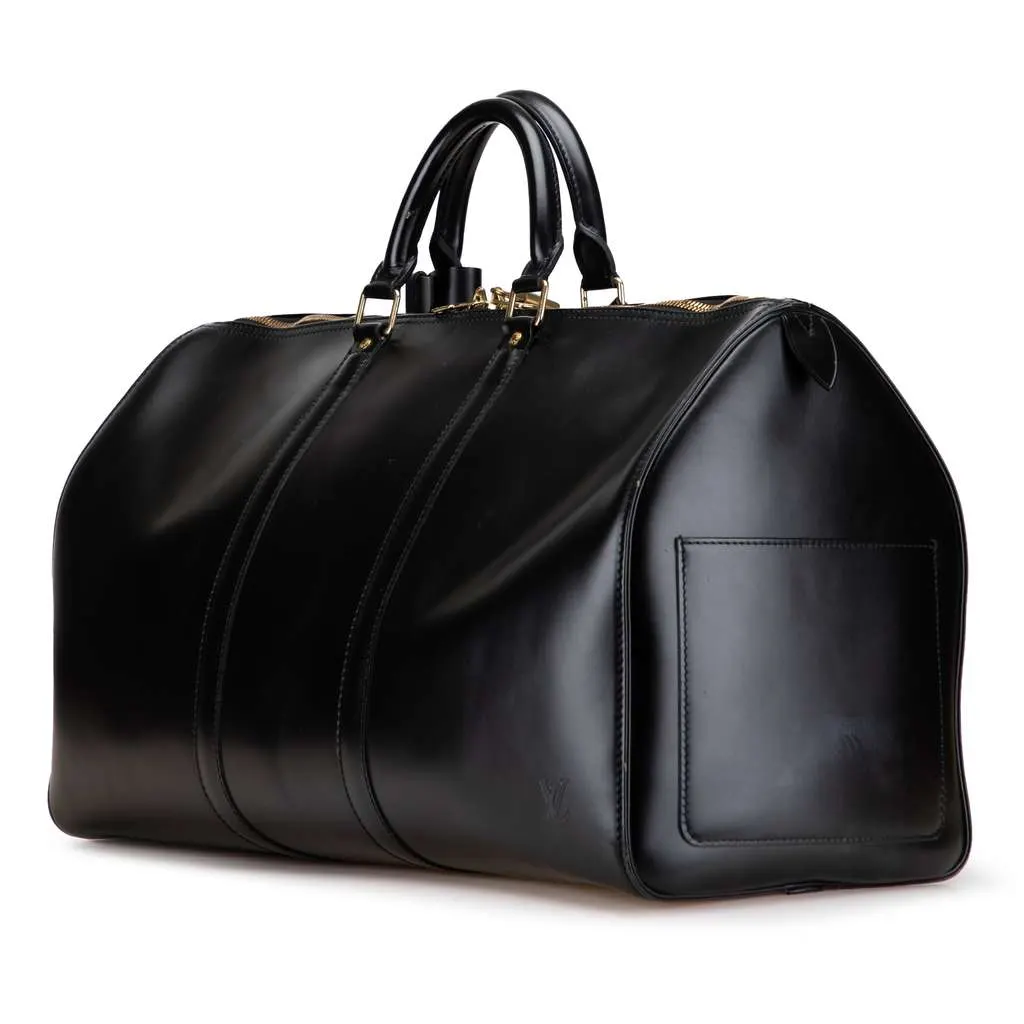Louis Vuitton Nomade Keepall 50 Black Leather Good - Back View