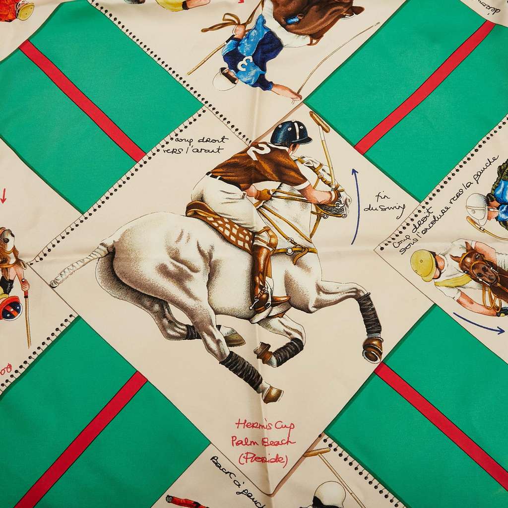 Hermès Le Monde du Polo Silk Scarf - Side view