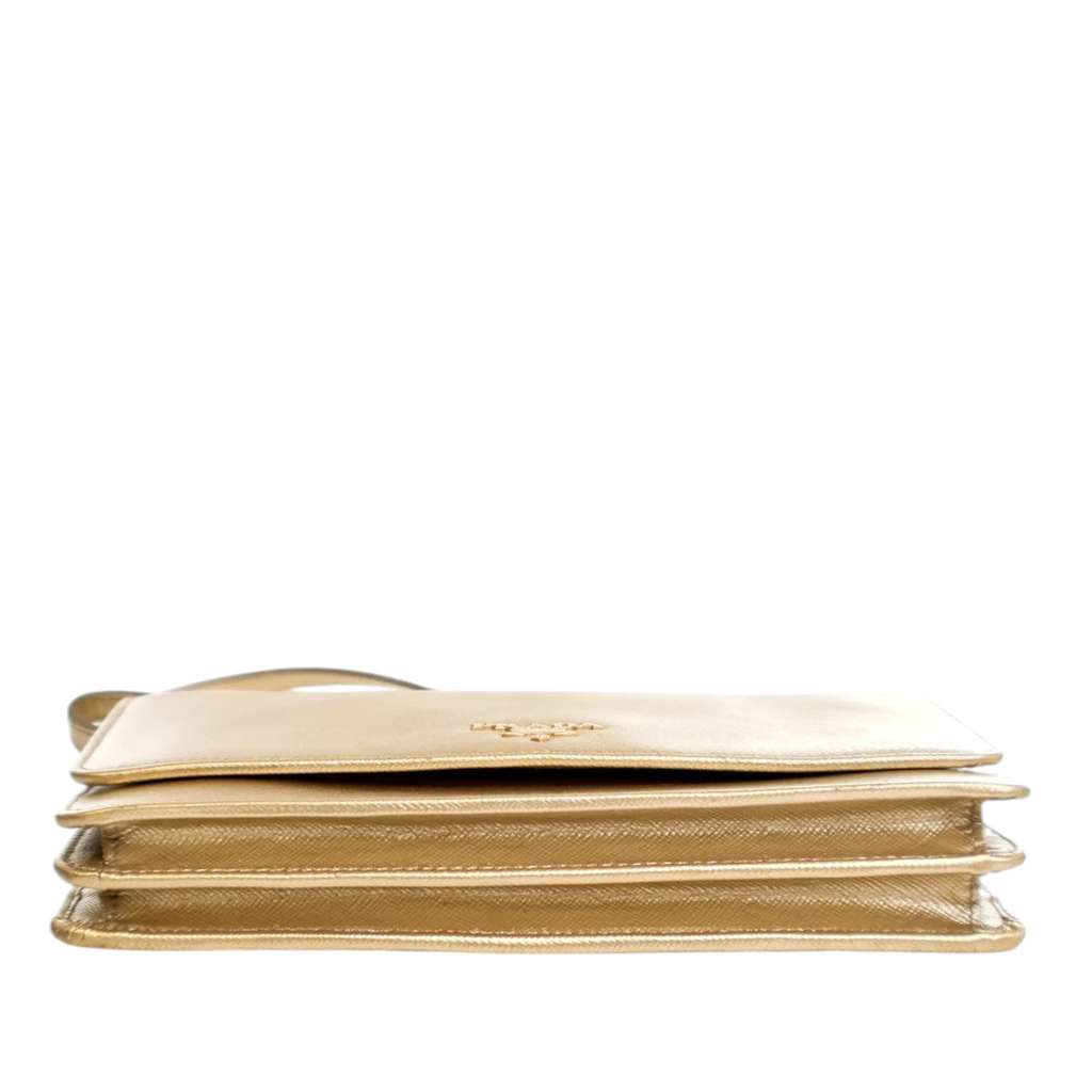 Prada Metallic Saffiano Wallet on Strap - 4