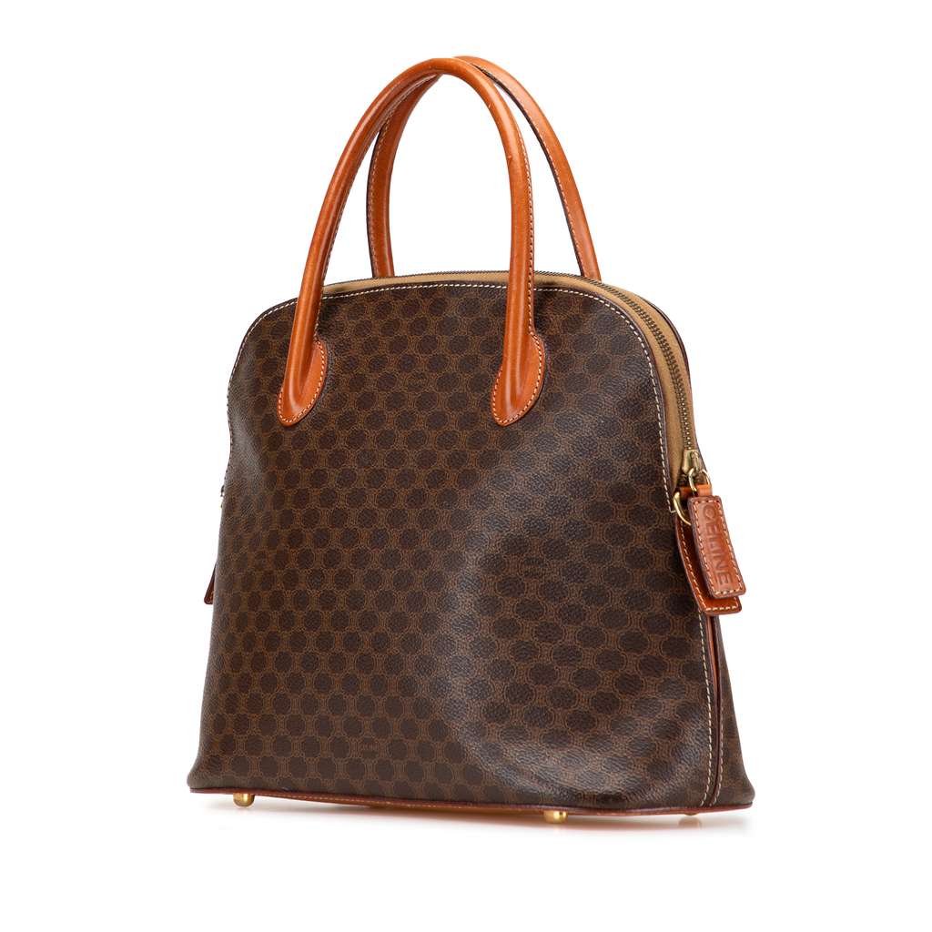 Celine Macadam Coated Canvas Dome Satchel - Back view