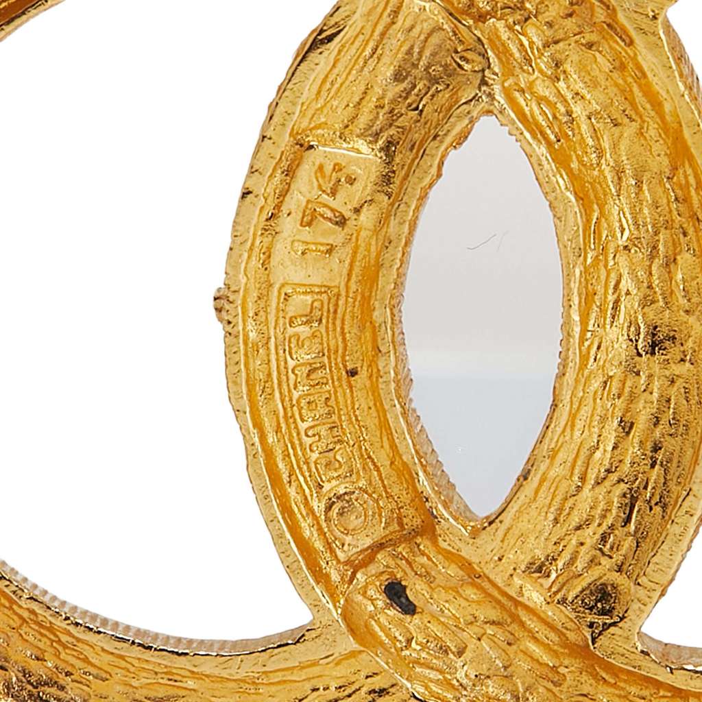 Chanel Gold Plated CC Rhinestone Brooch - 3